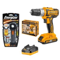 Ingco -Lithium-Ion Cordless Drill -20V, Battery, Charger & Energizer Light - Image 1