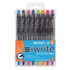 iWrite - Retractable Gel Pens (0.5 mm) Wallet of 8 - Image 1