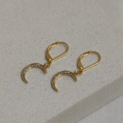 NuLuDa Jewellery - Crescent Moon Clip Earrings - Gold Plated - Image 2