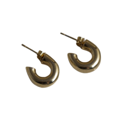 NuLuDa Jewellery - Gold Hoop Studs Earrings - Gold Plated Horseshoe Shaped - Image 1