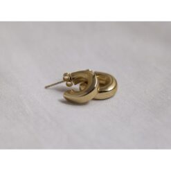 NuLuDa Jewellery - Gold Hoop Studs Earrings - Gold Plated Horseshoe Shaped - Image 2