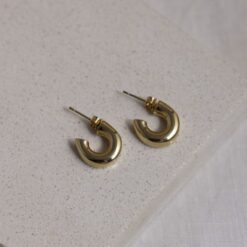 NuLuDa Jewellery - Gold Hoop Studs Earrings - Gold Plated Horseshoe Shaped - Image 4