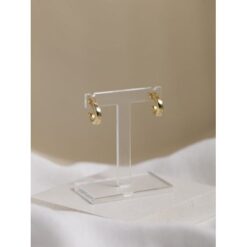 NuLuDa Jewellery - Gold Hoop Studs Earrings - Gold Plated Horseshoe Shaped - Image 5