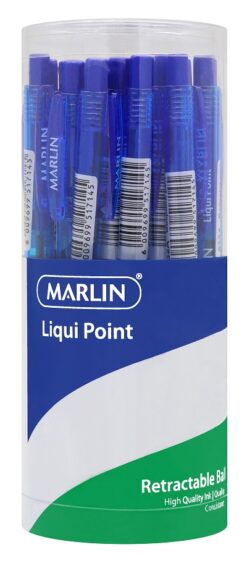 Marlin Liqui Point Retractable Ballpoint Pens - Blue (Tub of 25) - Image 1