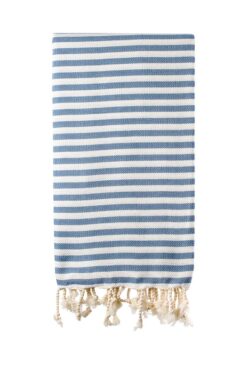 Turkish Bath / Beach Towel (100% Cotton) - SUD - Blue & Cream (100x180cm) - Image 1