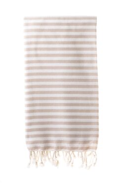 Turkish Bath / Beach Towel (100% Cotton) - SUD - Sand & Cream (100x180cm) - Image 1