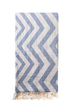 Turkish Bath / Beach Towel (100% Cotton) - Zig Zag - Blue (100x180cm) - Image 1