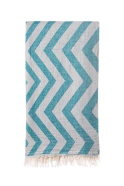 Turkish Bath / Beach Towel (100% Cotton) - Zig Zag - Teal (100x180cm) - Image 1