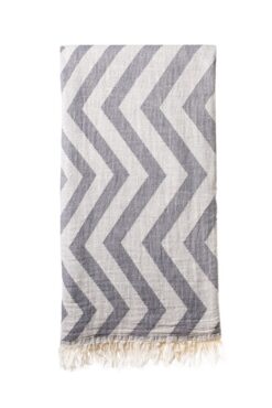 Turkish Bath / Beach Towel (100% Cotton) - Zig Zag - Grey (100x180cm) - Image 1