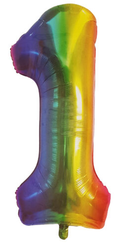 Rainbow Foil Balloon - Number 1 - Image 1