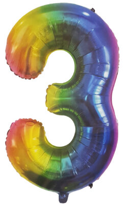 Rainbow Foil Balloon - Number 3 - Image 1