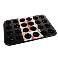 Cup Cake Pan - Non Stick - Aluminium - Black - 24 Cups - 4.5cm x 2cm - Image 1