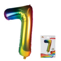 Balloon - Helium - Aluminium Foil - Metallic Rainbow - Number 7 - 106cm - Image 1