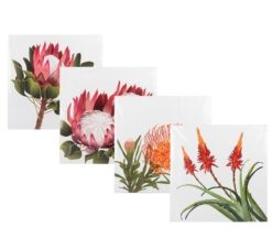 Set of 4 Wall Plaque Canvas Picture Flowers 30x30cm - Image 1