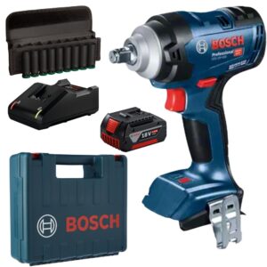 Bosch – Cordless Impact Wrench with 4.0Ah Battery, Charger & 9Pc Socket Set