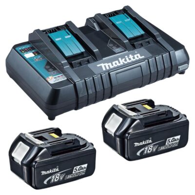 Makita – Rapid Optimum Dual Port Charger (18V) with 2 x 5.0Ah Batteries