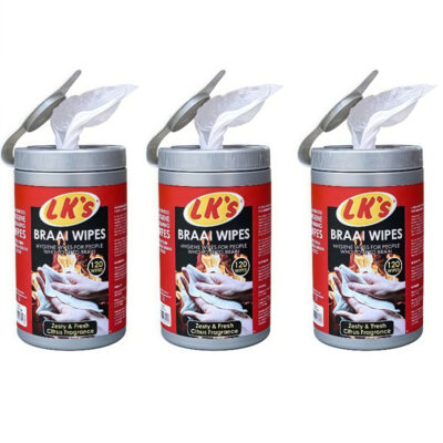 Lk’s – Braai Wipes – Fresh Citrus Fragrance – 3 Pack (120 Wipes per Pack)