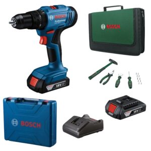 Bosch – Cordless Impact Drill with Batteries, Charger & Hand Tool Set-14Pcs