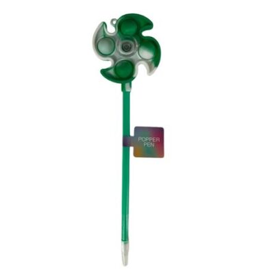 Colour Me – Novelty Push Pop Spinner Pen – Green (1 Pen)