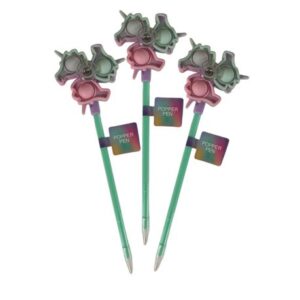 Colour Me – Novelty Push Pop Spinner Pen – Turquoise (3 Pack)