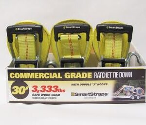 SmartStraps – 9m Heavy Duty Double “J” Hook Tie Down Ratchet – Yellow