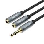 Unitek 0.2M 3.5Mm Aux Cable M To 2X F (Y-C956Abk)