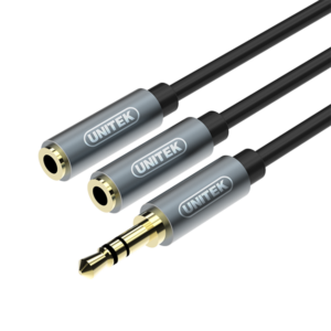 Unitek 0.2M 3.5Mm Aux Cable M To 2X F (Y-C956Abk)
