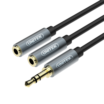 Unitek 0.2M 3.5Mm Aux Cable M To 2X F (Y-C956Abk)