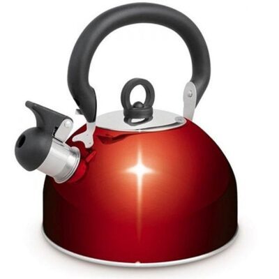 Campfire Stainless Steel Whistling Kettle Red 4lt
