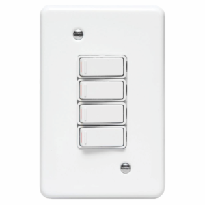 LESCO, 4 Lever 1 Way 4×2 Light Switch Steel White