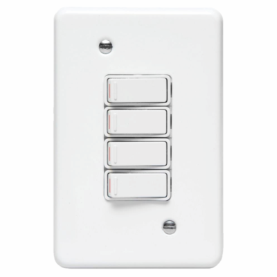 LESCO, 4 Lever 1 Way 4×2 Light Switch Steel White