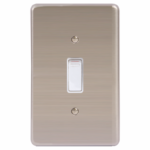 LESCO, 1 Lever 1 Way 4×2 Light Switch Stainless Steel White