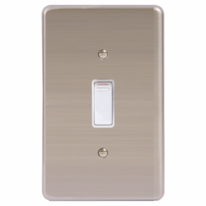 LESCO, 1 Lever 1 Way 4×2 Light Switch Stainless Steel White