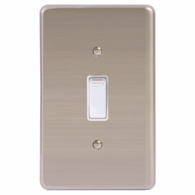 LESCO, 1 Lever 1 Way 4×2 Light Switch Stainless Steel White