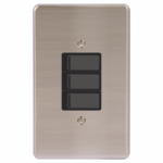 LESCO, 3 Lever 1 Way 4×2 Light Switch Stainless Steel Black