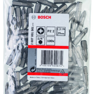 Screwdriver Bit Extra Hard PZ 2, 25 mm, 100-Piece, Plastic Bag
