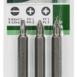 3 Piece Double Ended 60mm Screwdriver Bit PH 2,PZ1,PZ2