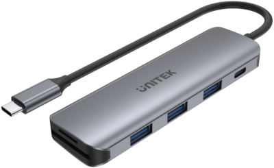 uHUB P5+ 6-in-1 Type-C Hub with 100W Power Delivery and Dual Card Reader