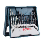 Bosch 15 Piece Mini-X-Blue Line Drill Bit Set (Masonry, Wood, Metal HSS-R)