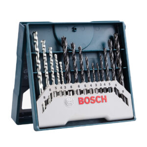 Bosch 15 Piece Mini-X-Blue Line Drill Bit Set (Masonry, Wood, Metal HSS-R)
