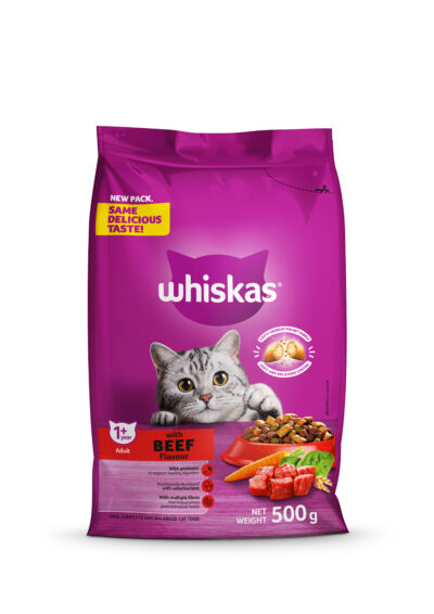 Whiskas Dry Adult Cat Food Beef 500g