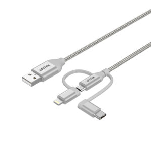 Unitek 1m 3-in-1 USB2.0 to Micro USB Cable with Type-C and Lightning