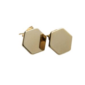 NuLuDa Jewellery- Hexagon Studs Earrings – Gold Plated