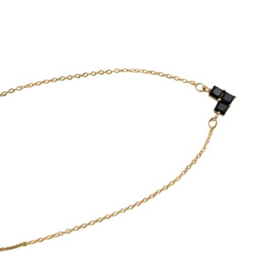 NuLuDa Jewellery- Black Crystal Pendant Necklace – Gold Plated