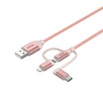Unitek 1m 3-in-1 USB2.0 to Micro USB Cable with Type-C & Lightning Adapters