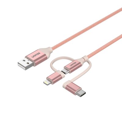 Unitek 1m 3-in-1 USB2.0 to Micro USB Cable with Type-C & Lightning Adapters