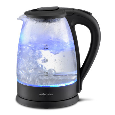 Mellerware Kettle 360 Degree Cordless Glass Black 1.8L 2200W “Storm”
