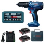 Bosch – Impact Drill Kit (GSB180-LI) With Screwdriver Bit Set – 46 Piece