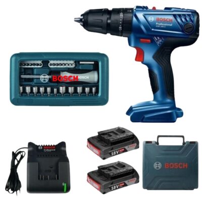 Bosch – Impact Drill Kit (GSB180-LI) With Screwdriver Bit Set – 46 Piece