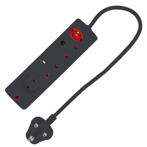 Electricmate Black 3-Way Multiplug with Overload Protection